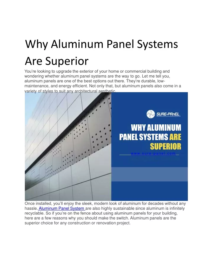 why aluminum panel systems