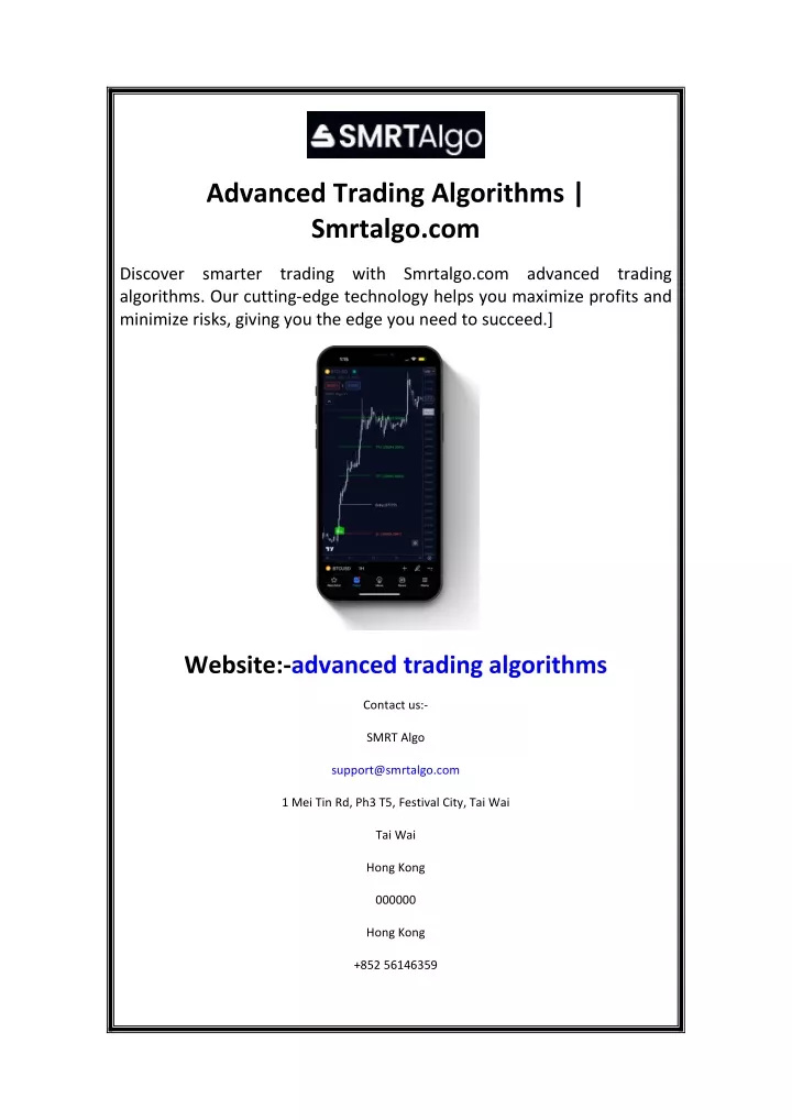 advanced trading algorithms smrtalgo com