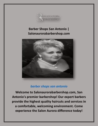 Barber Shops San Antonio | Salonaurorabarbershop.com