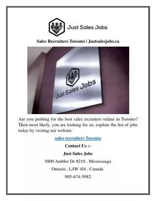 sales recruiters toronto justsalesjobs ca