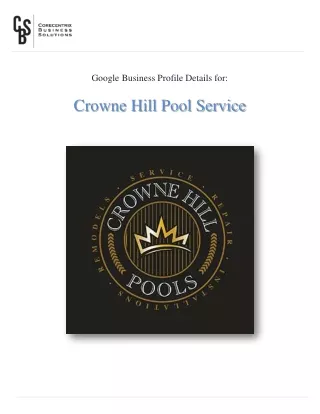 Swimming pool Fixing | Crowne Hill Pool Service