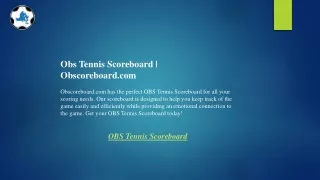 Obs Tennis Scoreboard  Obscoreboard.com