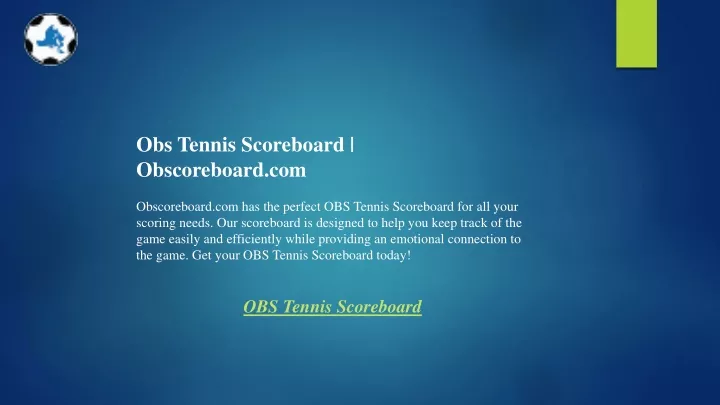 obs tennis scoreboard obscoreboard