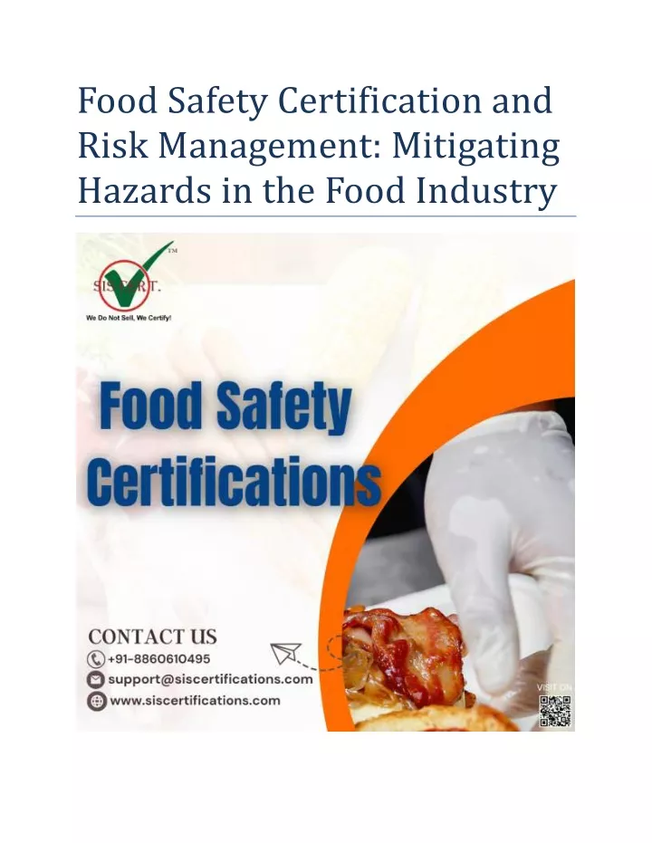 food safety certification and risk management