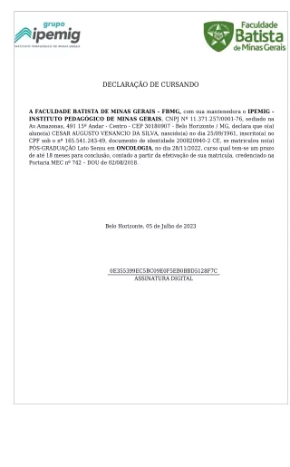 declara o de cursando