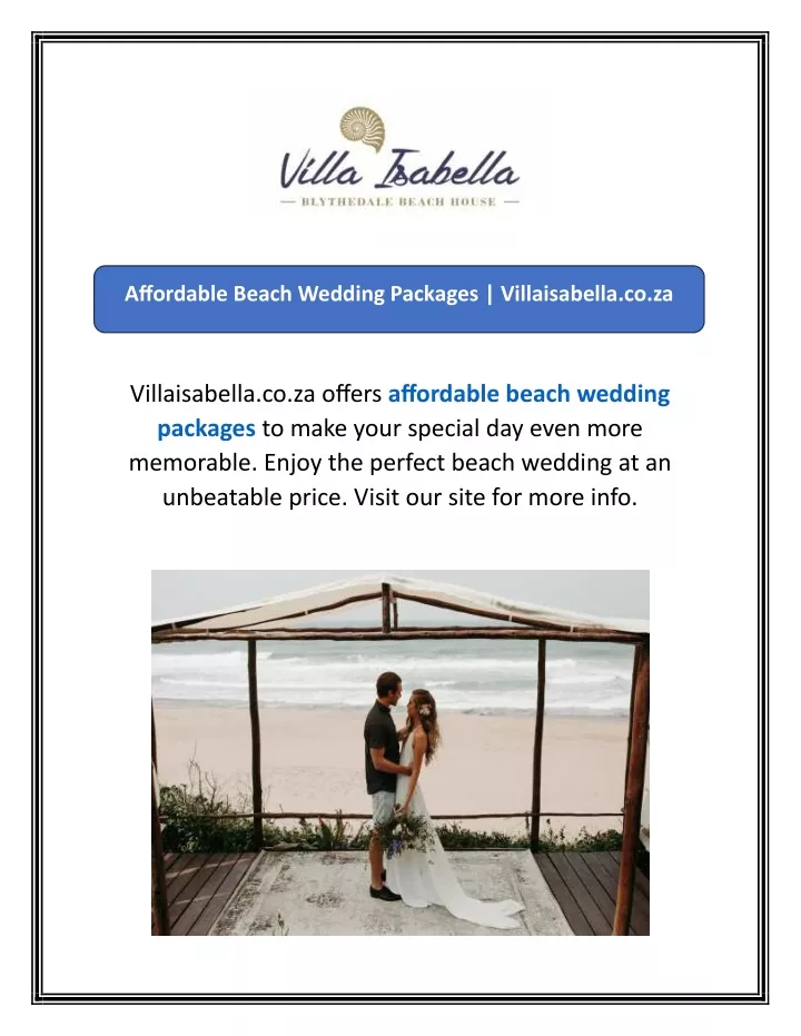 affordable beach wedding packages villaisabella