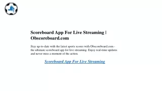 Scoreboard App For Live Streaming  Obscoreboard.com
