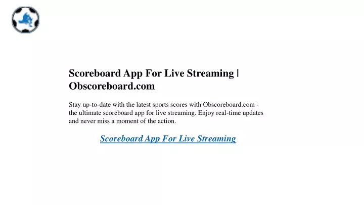 scoreboard app for live streaming obscoreboard