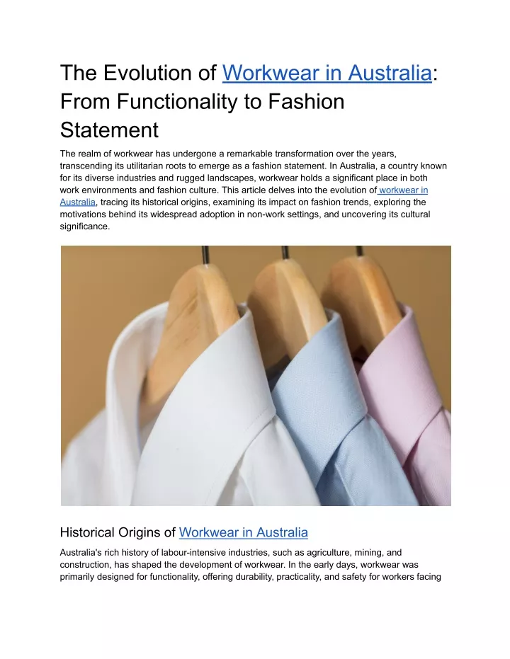 the evolution of workwear in australia from