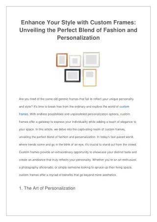 enhance your style with custom frames unveiling