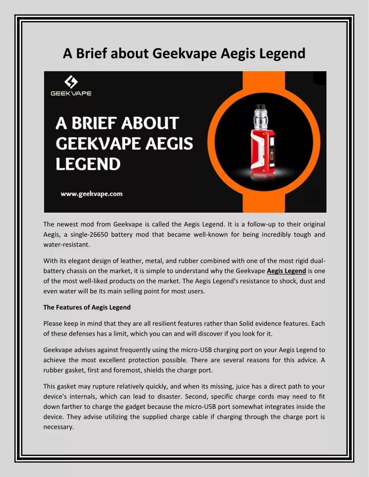 a brief about geekvape aegis legend