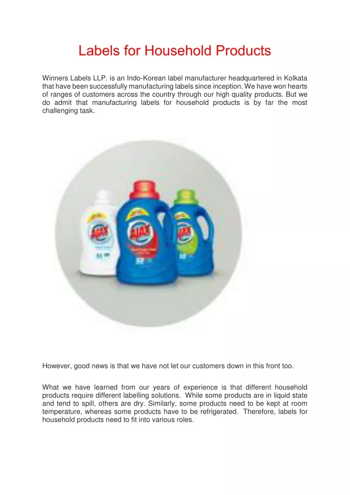 labels for household products