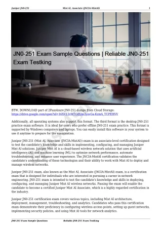 JN0-251 Exam Sample Questions | Reliable JN0-251 Exam Testking