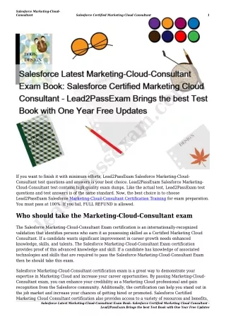 Salesforce Latest Marketing-Cloud-Consultant Exam Book: Salesforce Certified Marketing Cloud Consultant - Lead2PassExam