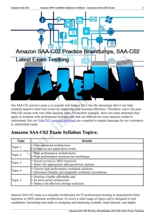 Amazon SAA-C02 Practice Braindumps, SAA-C02 Latest Exam Testking