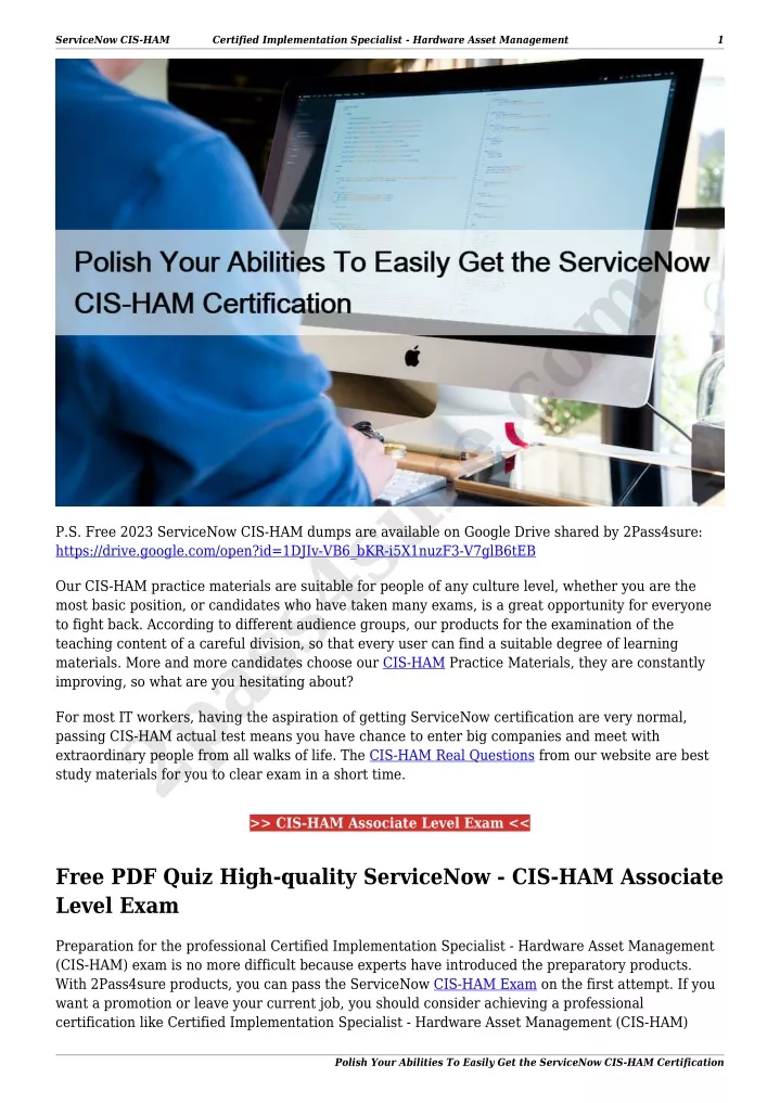 servicenow cis ham