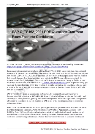 SAP C_TS462_2021 PDF Questions-Turn Your Exam Fear Into Confidence