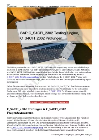 SAP C_S4CFI_2302 Testing Engine, C_S4CFI_2302 Prüfungen