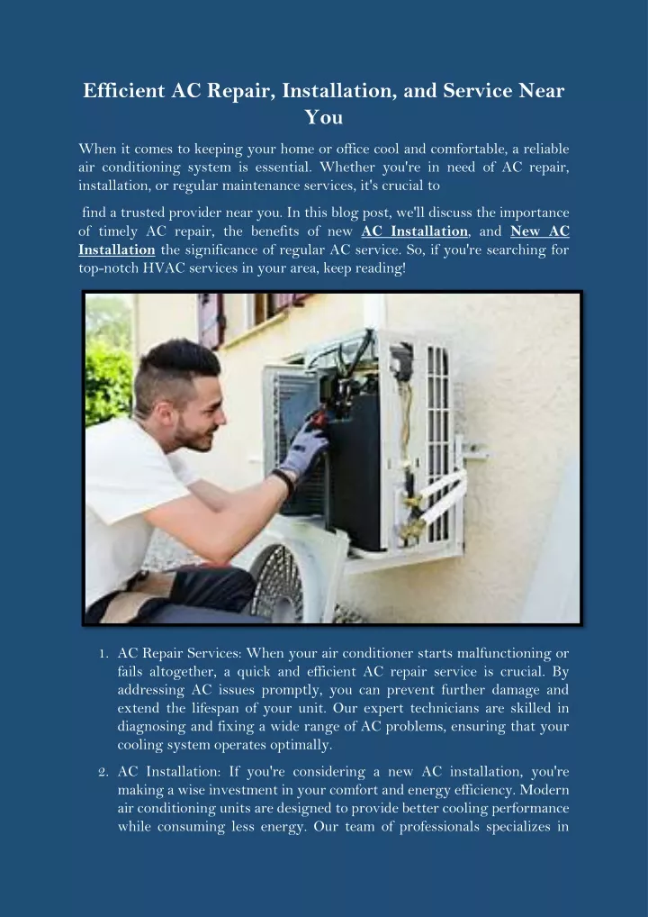 efficient ac repair installation and service near