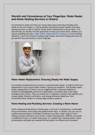 Warmth and Convenience at Your Fingertips: Water Heater and Home Heating Service