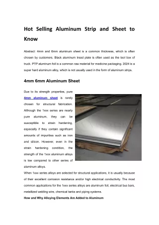 Hot Selling Aluminum Strip and Sheet to Know