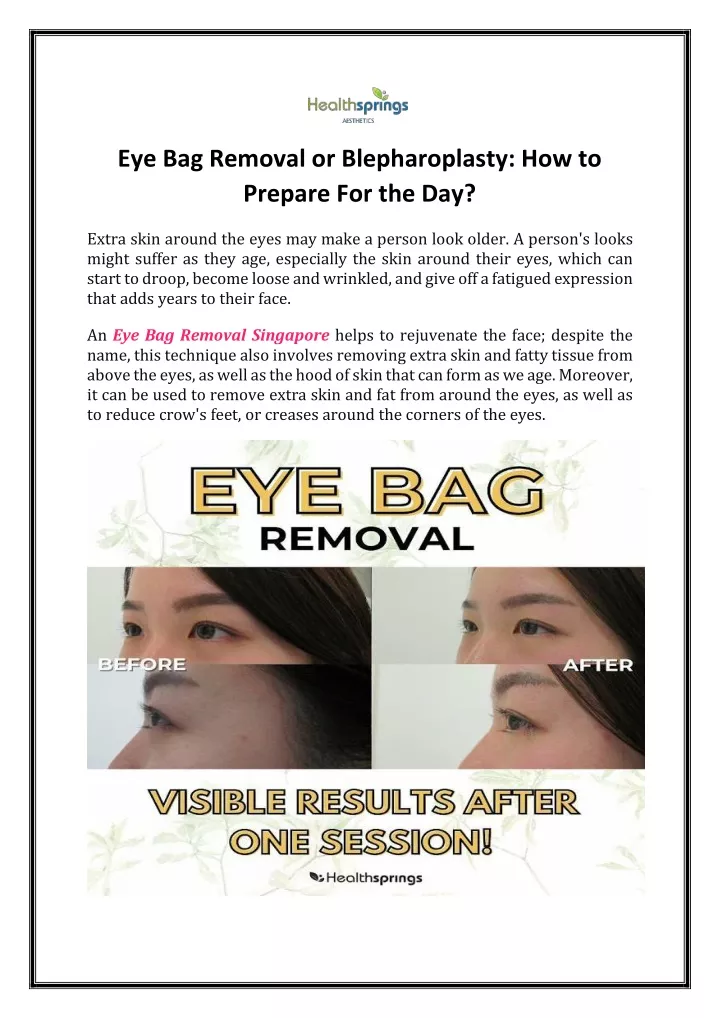 eye bag removal or blepharoplasty how to prepare