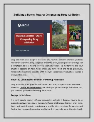 building a better future conquering drug addiction