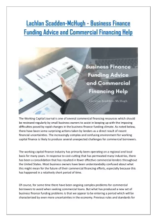 Lachlan Scadden-McHugh - Business Finance Funding Advice and Commercial Financing Help