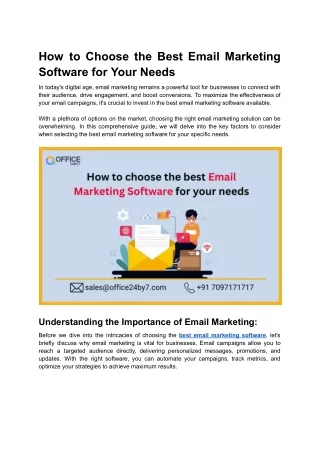 How to Choose the Best Email Marketing Software for Your Needs