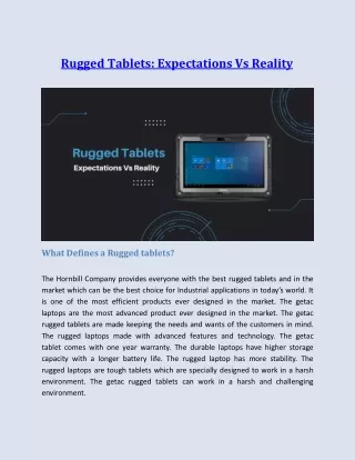 Rugged Tablets: Expectations Vs Reality