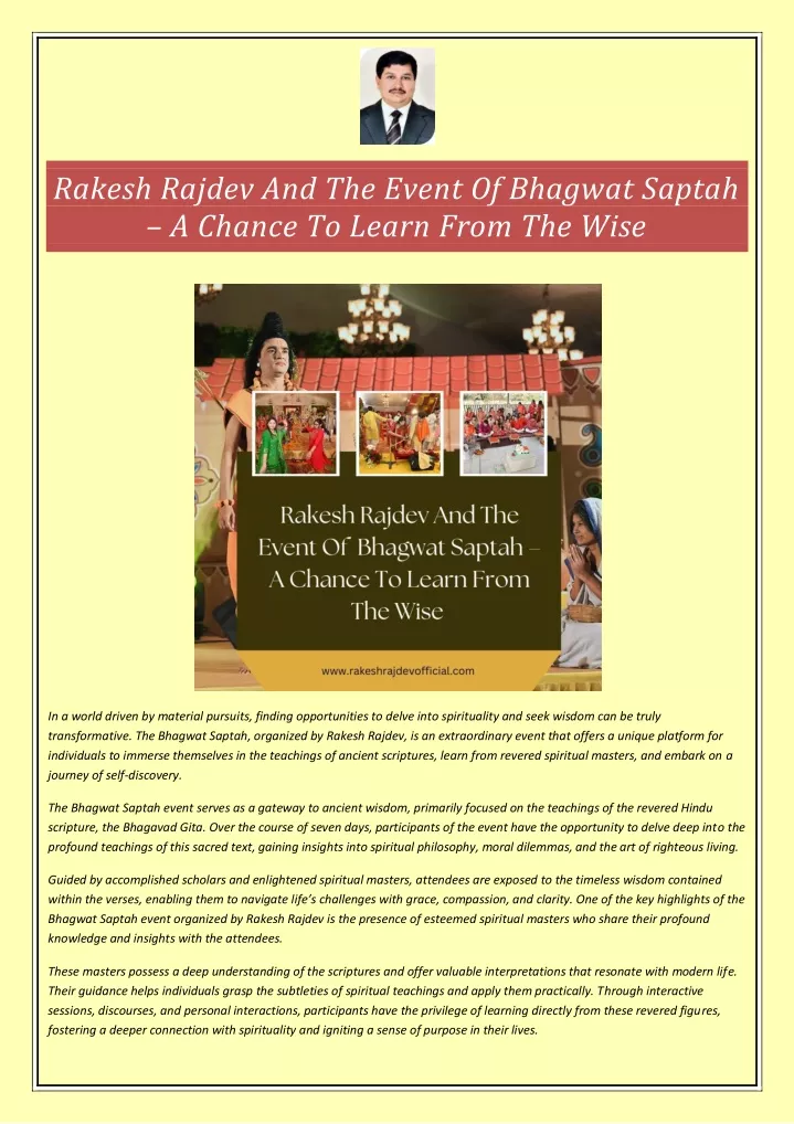 rakesh rajdev and the event of bhagwat saptah