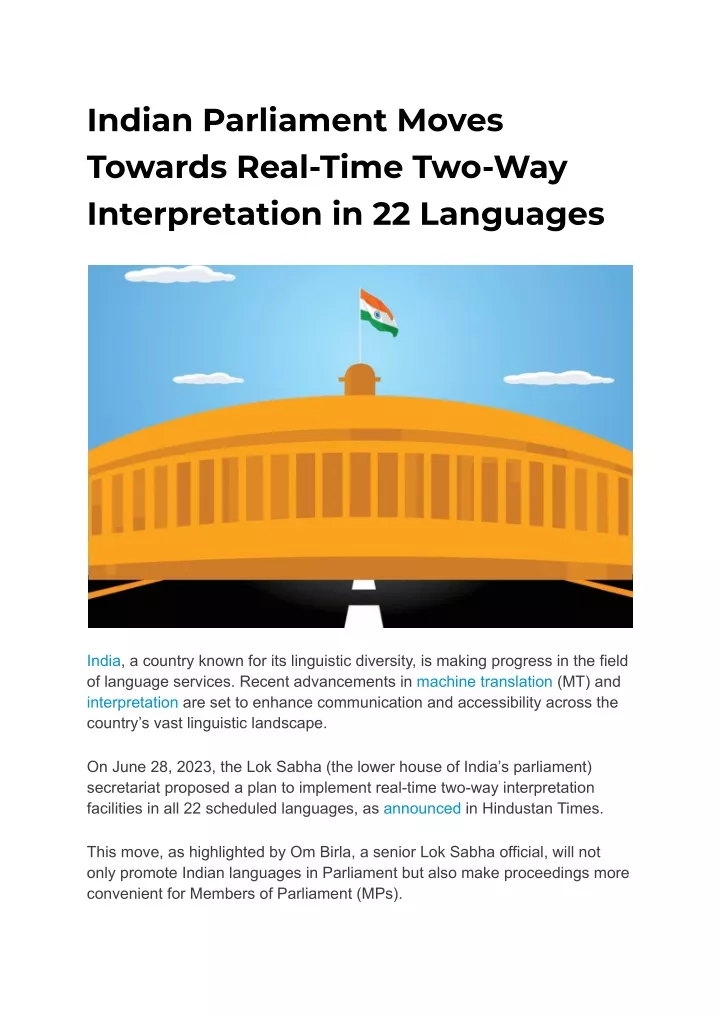 indian parliament moves towards real time