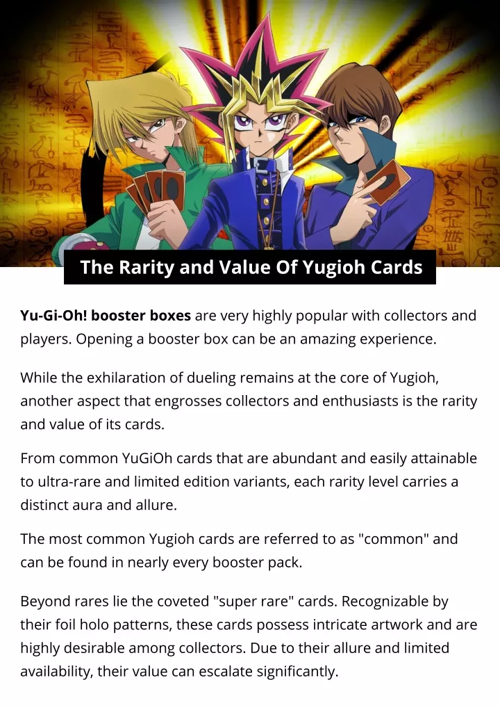 the rarity and value of yugioh cards