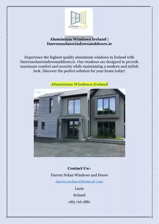 Aluminium Windows Ireland | Darrennolanwindowsanddoors.ie