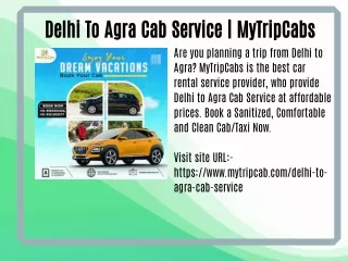 Delhi To Agra Cab Service | MyTripCabs