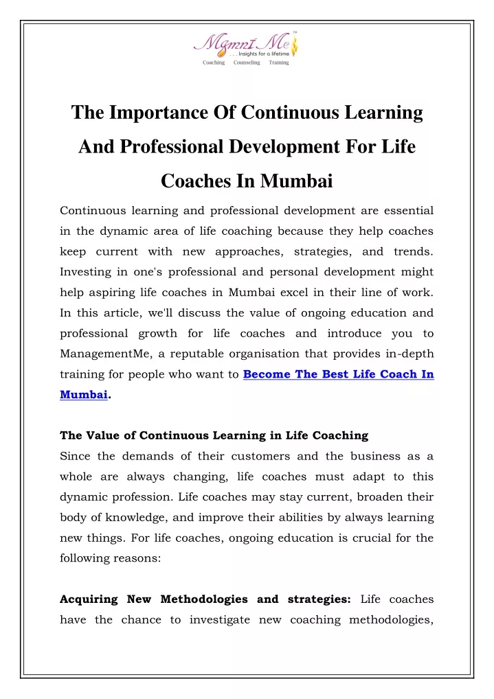 the importance of continuous learning