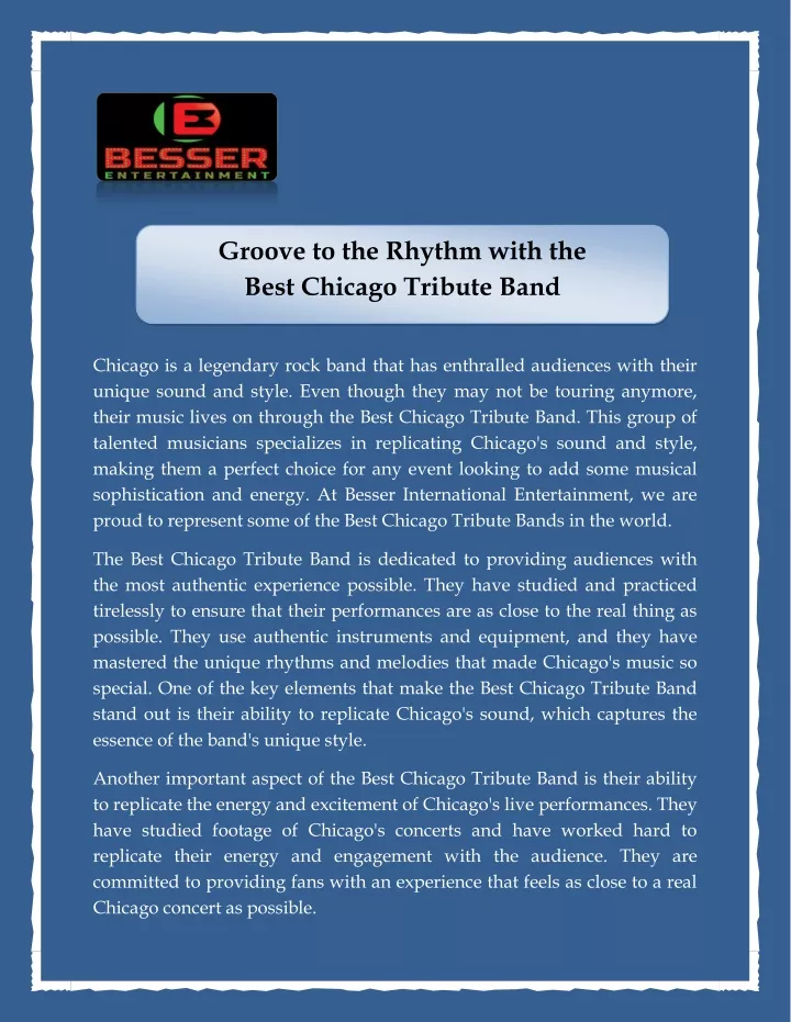 groove to the rhythm with the best chicago
