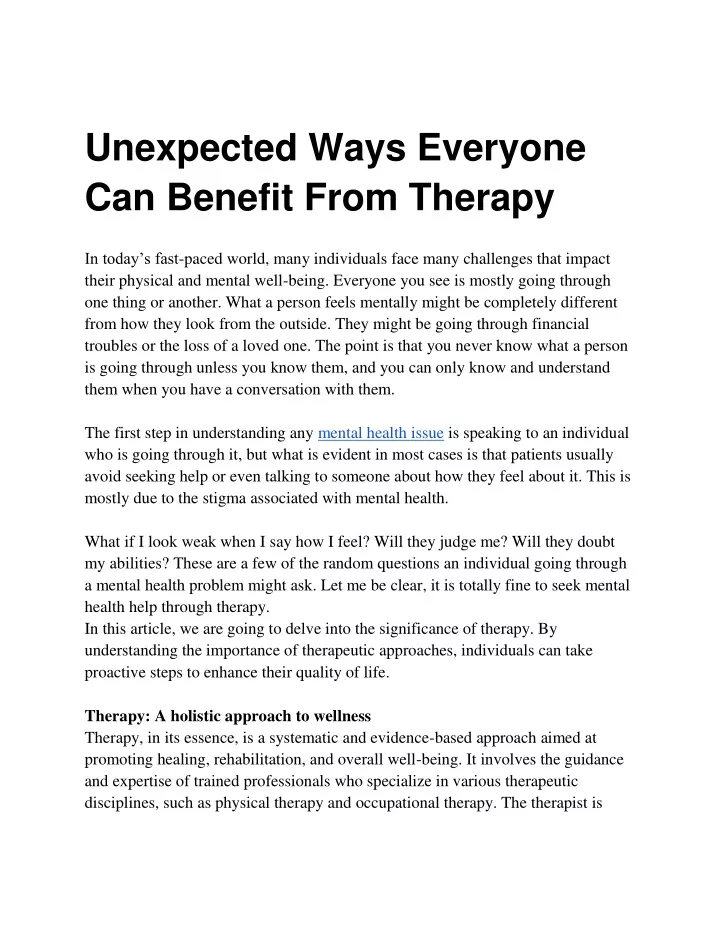 unexpected ways everyone can benefit from therapy