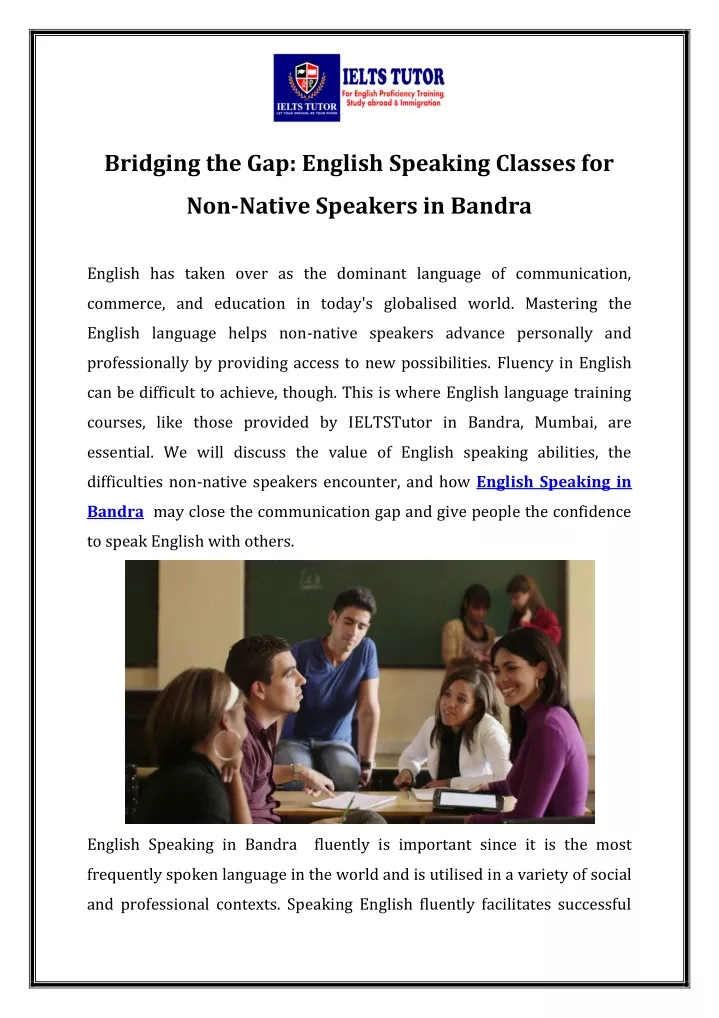 bridging the gap english speaking classes for