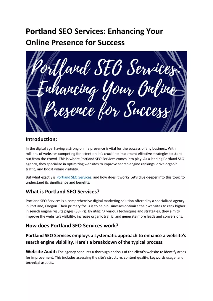 portland seo services enhancing your online