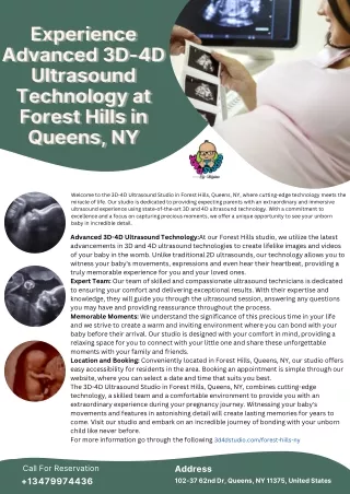 Experience Advanced 3D-4D Ultrasound Technology at Forest Hills in Queens, NY