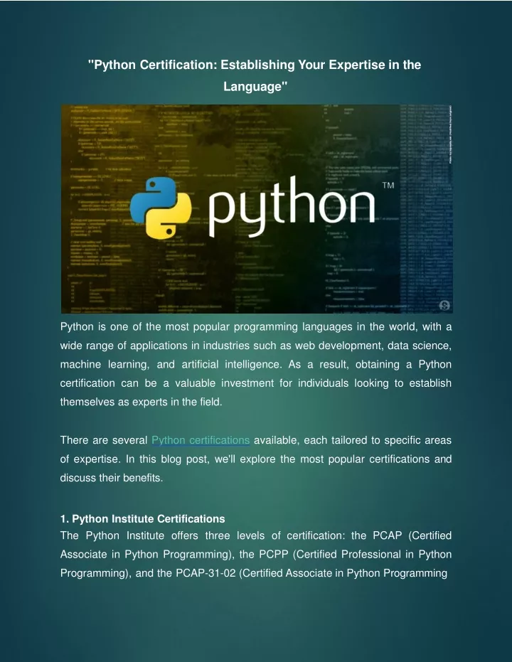 python certification establishing your expertise