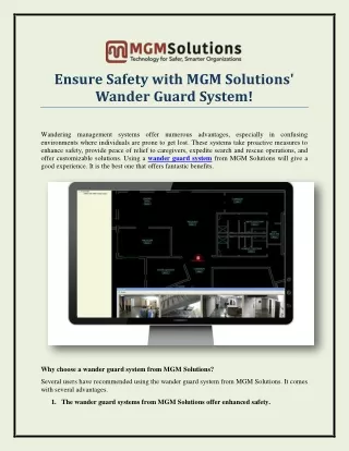 Ensure Safety with MGM Solutions' Wander Guard System!