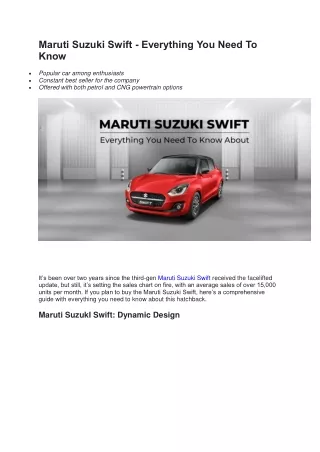 maruti suzuki swift everything you need to know