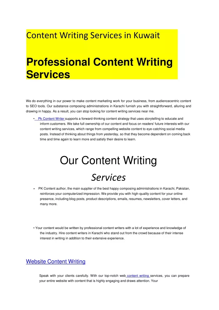 content writing services in kuwait professional