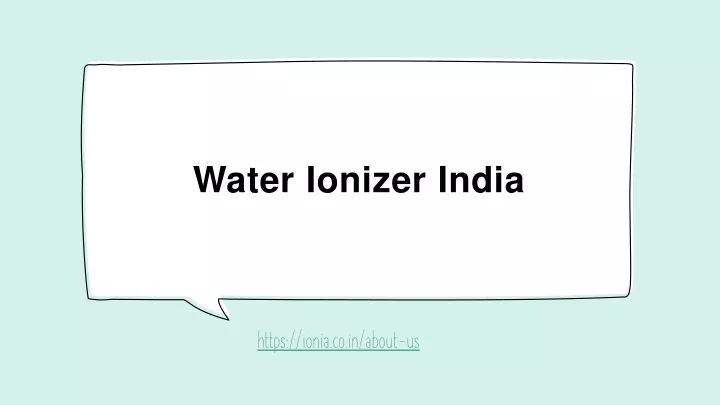 water ionizer india