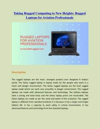 Taking Rugged Computing to New Heights: Rugged Laptops for Aviation Professional