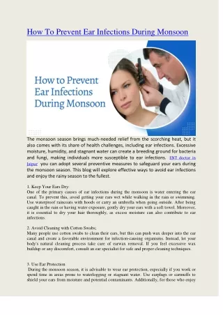 How To Prevent Ear Infections During Monsoon