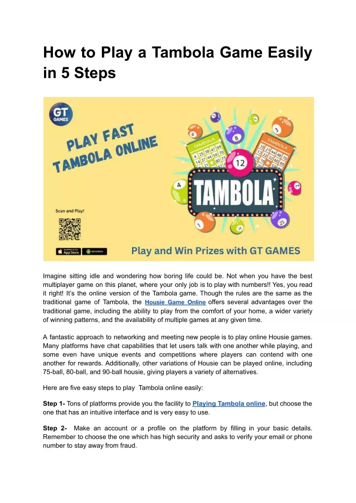 how to play a tambola game easily in 5 steps