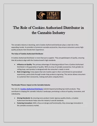 The Role of a Cookies Authorised Distributor in the Cannabis Industry